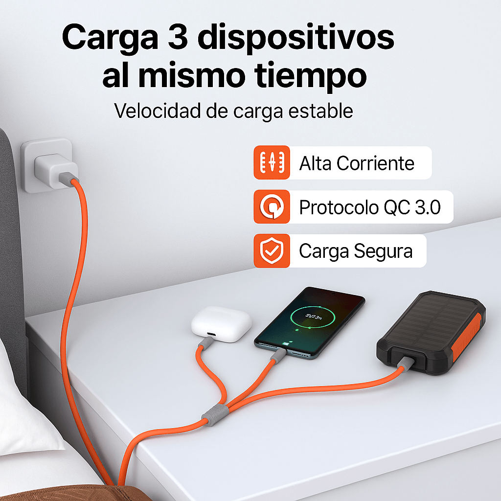 CABLE CARGA RAPIDA 3 EN 1- PAGA UNO Y LLEVA EL SEGUNDO GRATIS