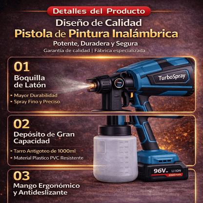 COMPRESOR DE PINTURA INALAMBRICO CON DOS BATERIAS-TurboSpray