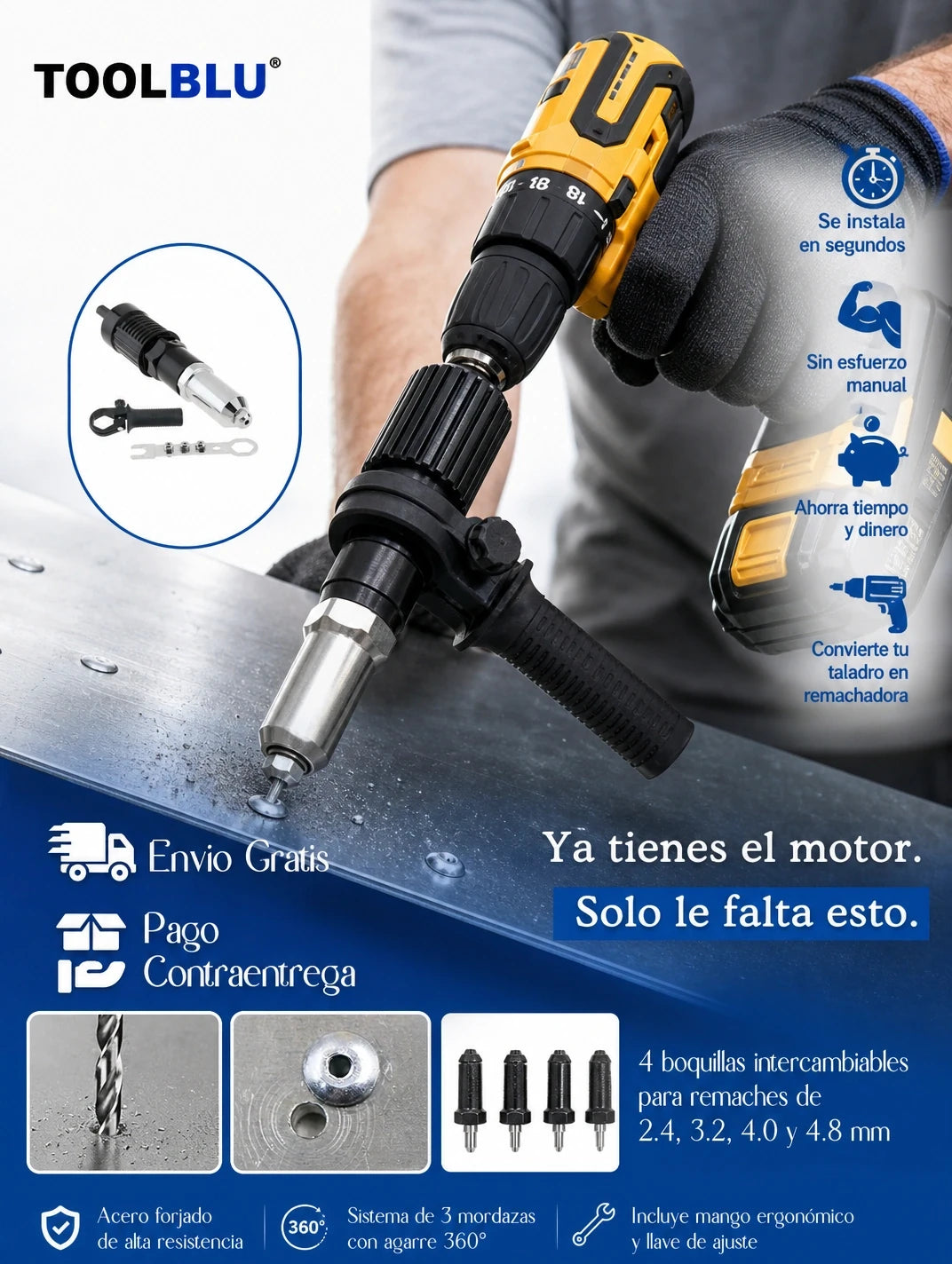 Adaptador Remachadora para Taladro